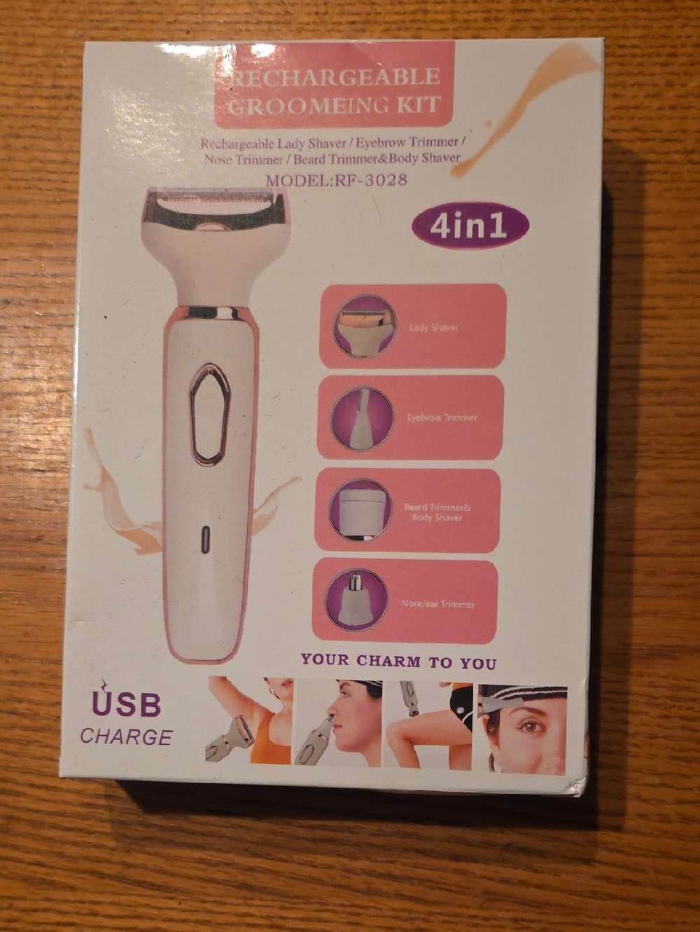 4-in-1 Rechargeable Lady Grooming Kit - White and Pink